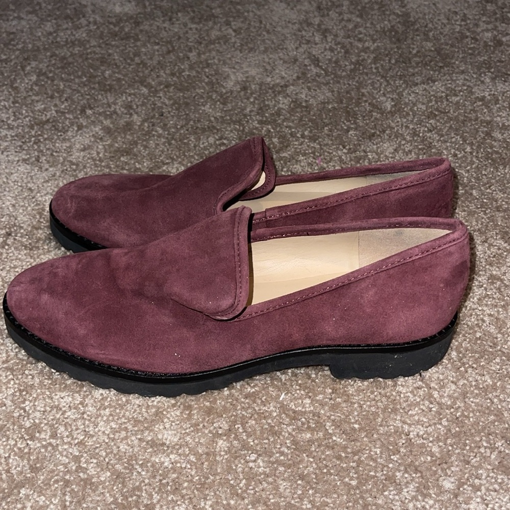 NEVER WORN KARL LAGERFELD PARIS Burgundy Suede Imani Loafers Size 6.5 - Picture 3 of 5